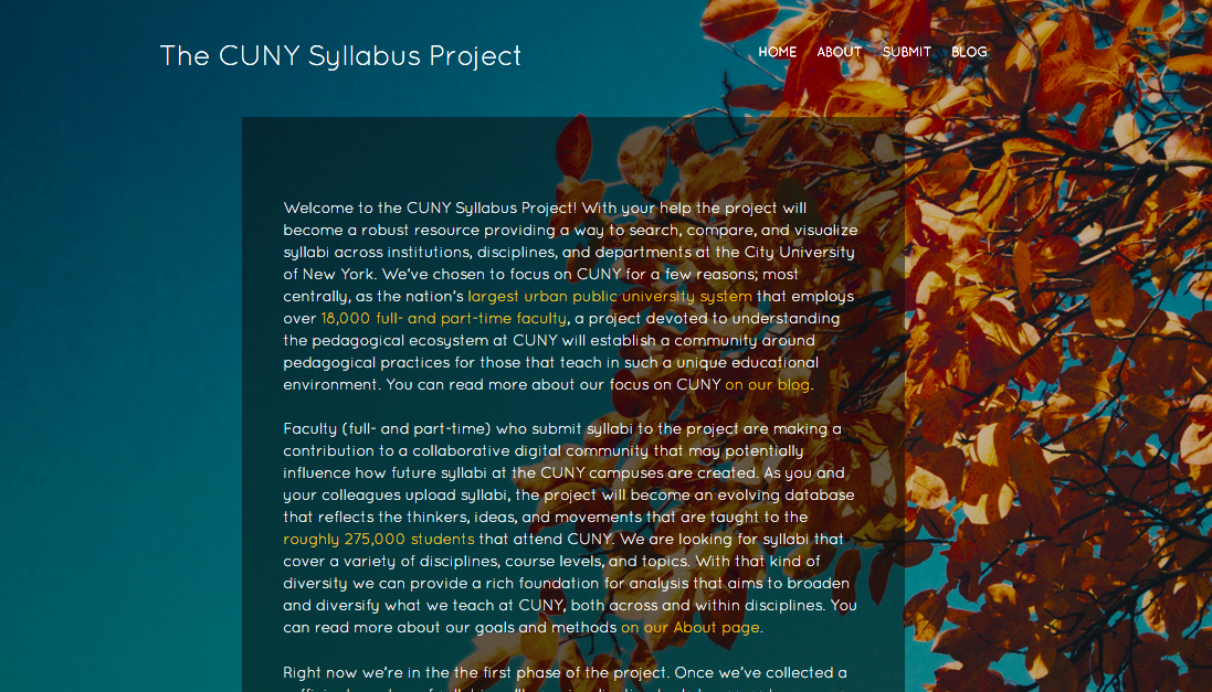 The CUNY Syllabus Project Officially Launches!