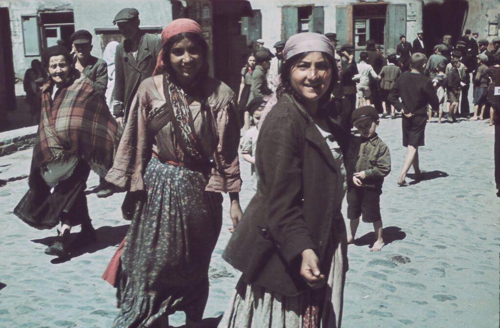 two Roma women and other people in the Lublin ghetto