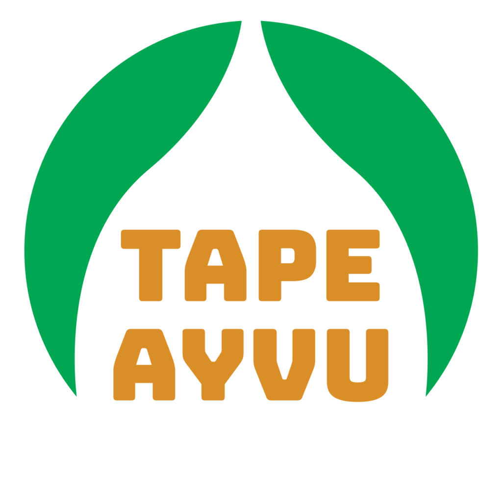 A rounded logo with to green simetrical shapes around the text tape ayvu