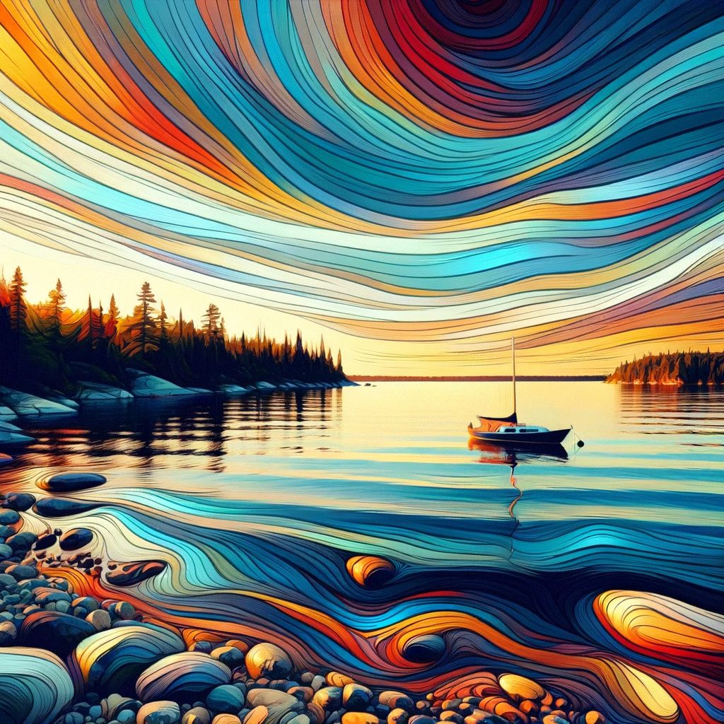 Abstract, Lake Kenogamissi, thick prompt