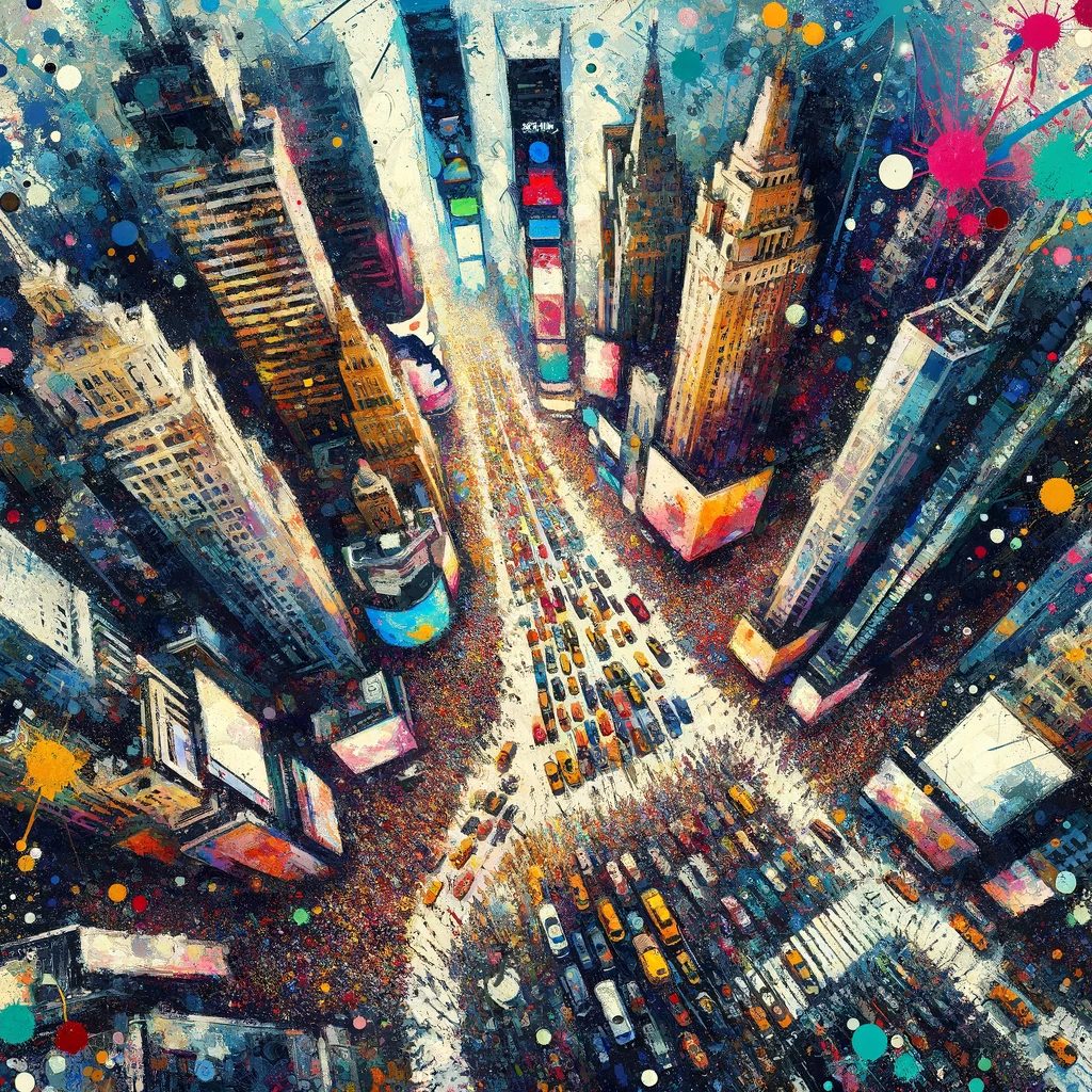 Abstract Expressionism, Times Square, thick prompt