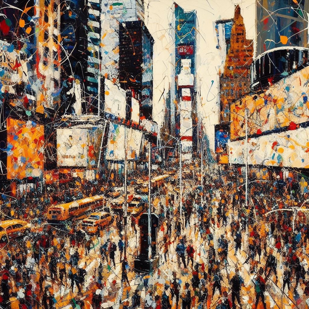 Abstract Expressionism, Times Square, thin prompt