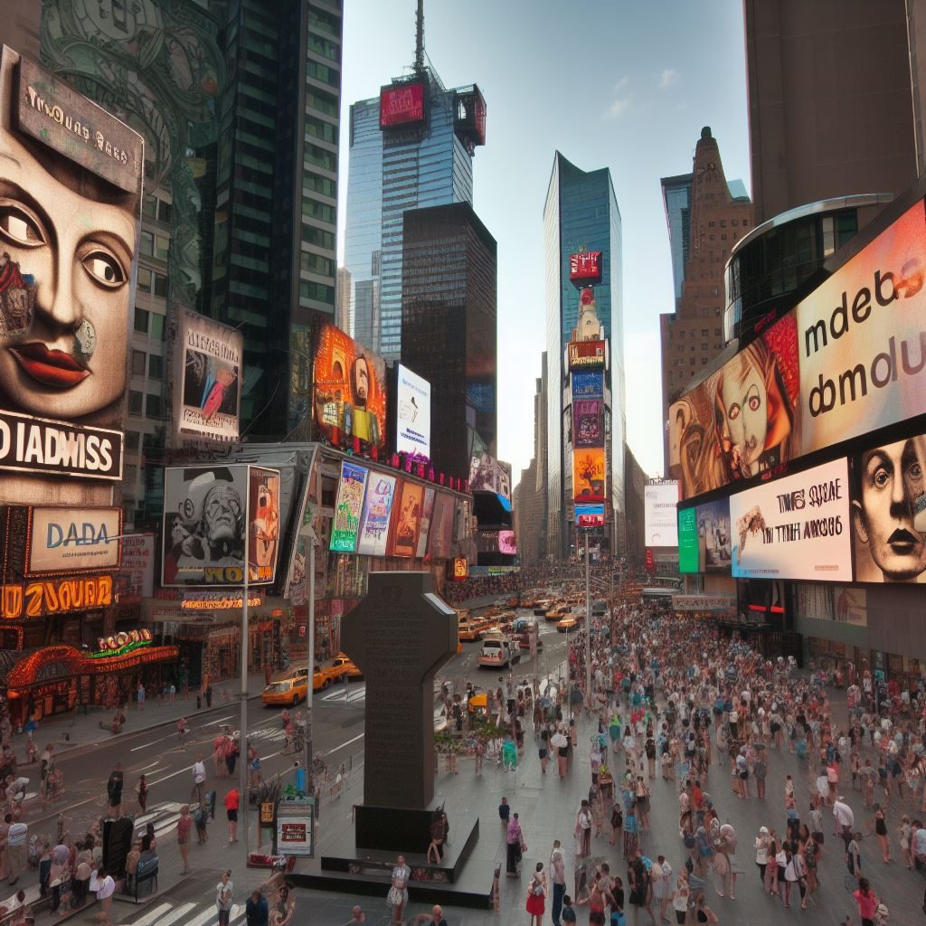 Dada, Times Square, thin prompt