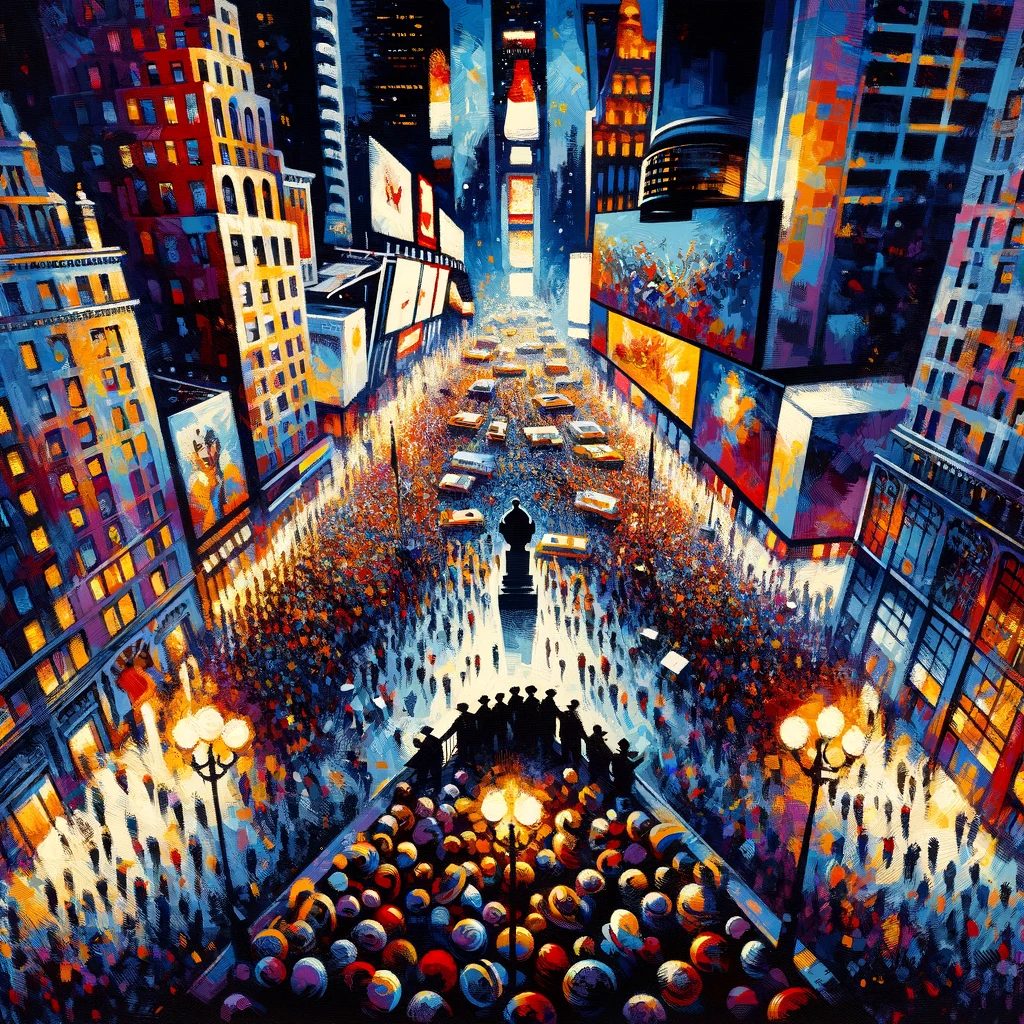 Expressionism, Times Square, thick prompt