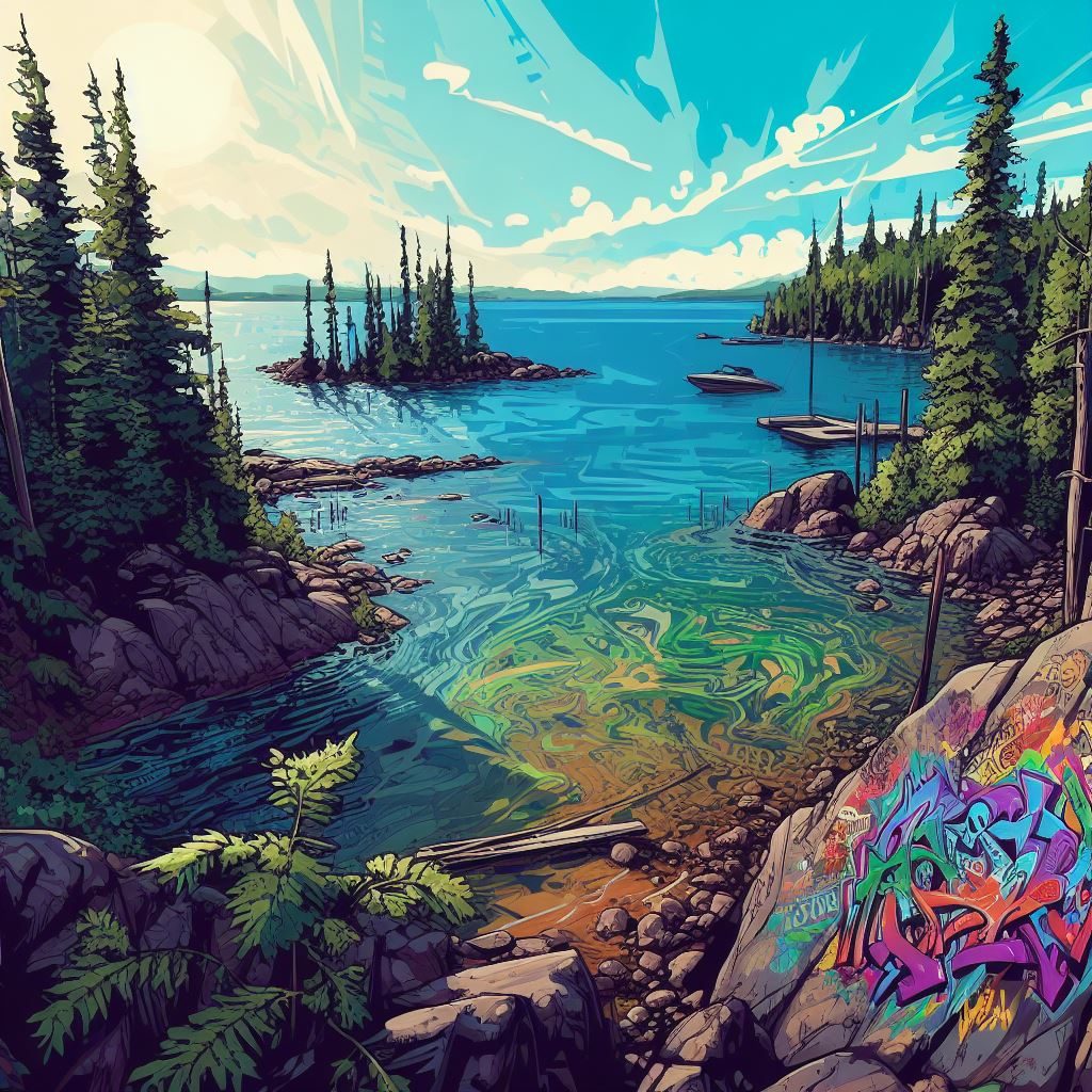 Graffiti, Lake Kenogamissi, thin prompt