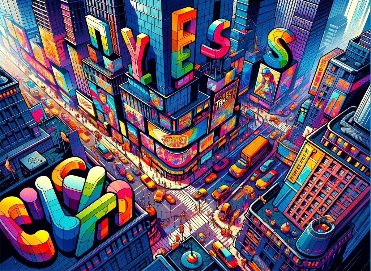 Graffiti, Times Square, thick prompt
