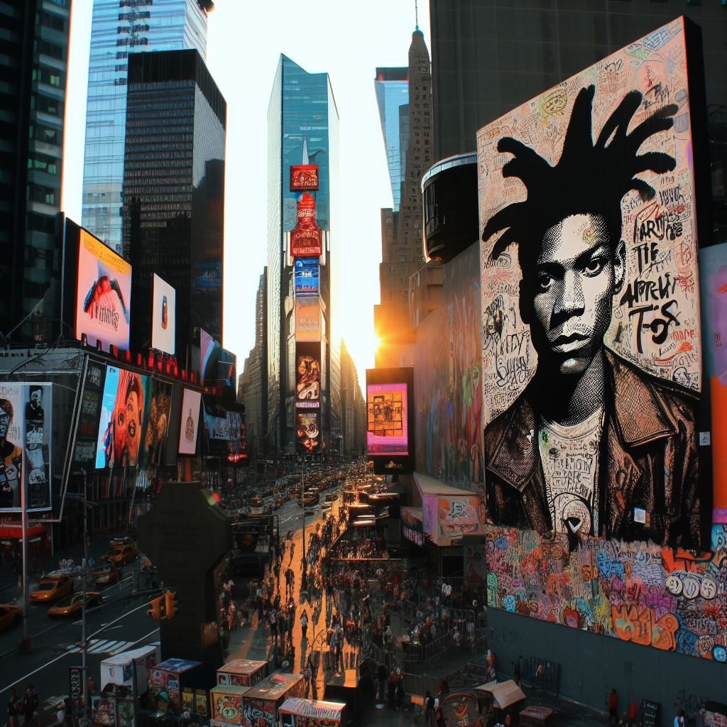 Graffiti, Times Square, thin prompt