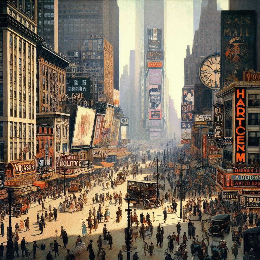 Harlem Renaissance, Times Square, thin prompt