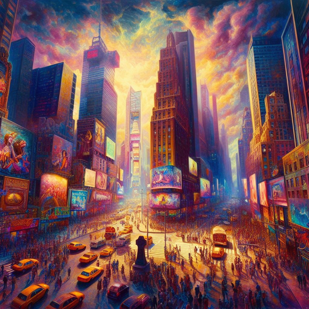 Magic Realism, Times Square, thin prompt