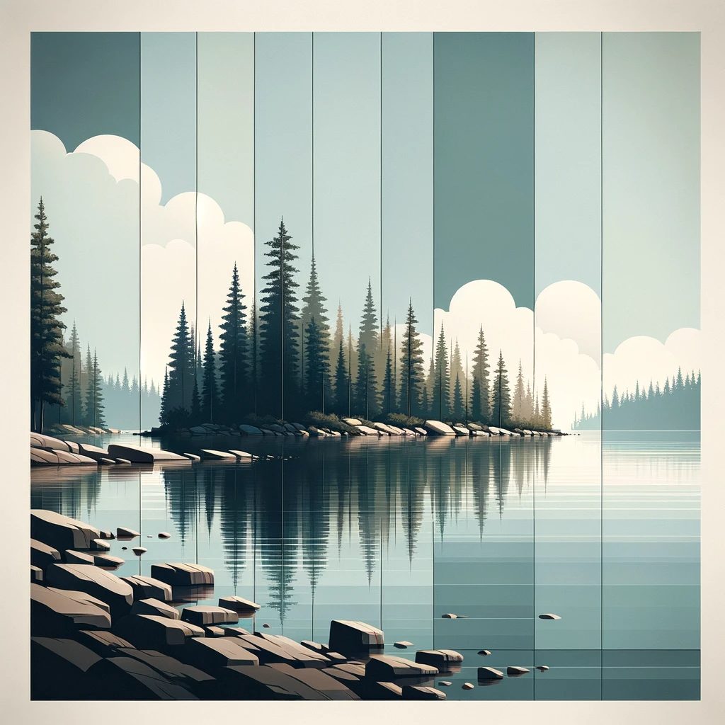 Minimalism, Lake Kenogamissi, thick prompt