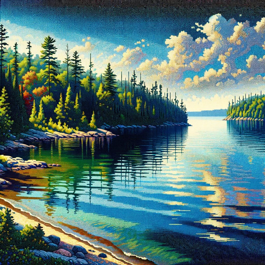 Neo-Impressionism, Lake Kenogamissi, thick prompt