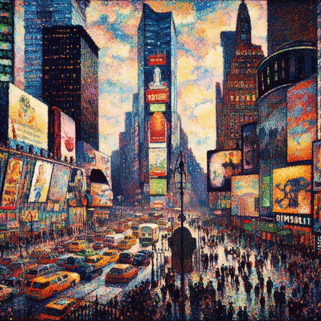 Neo-Impressionism, Times Square, thin prompt