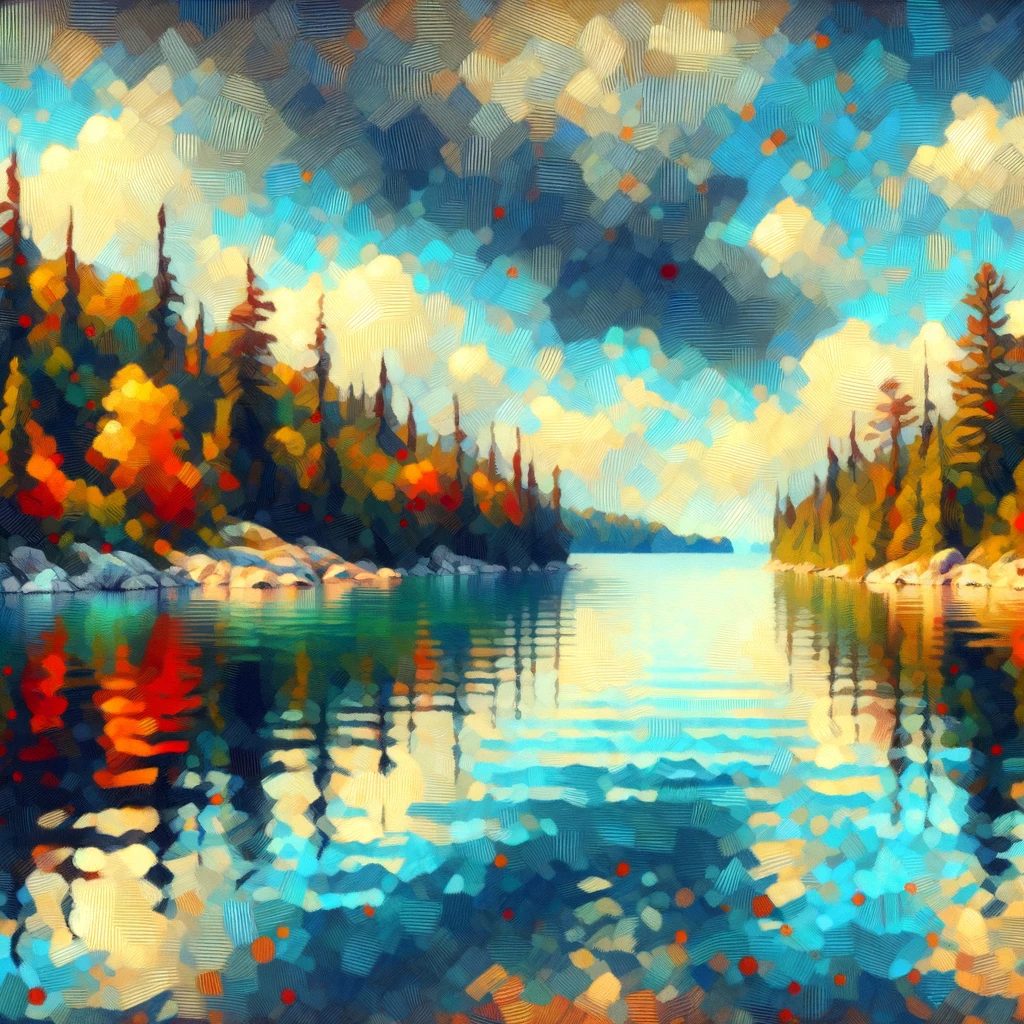 Post-Impressionism, Lake Kenogamissi, thick prompt
