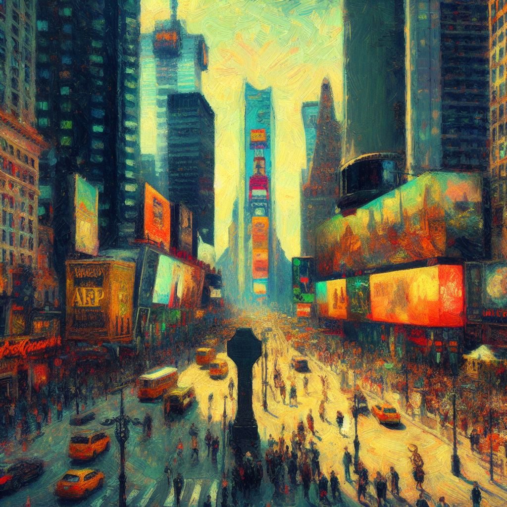 Post-Impressionism, Times Square, thin prompt