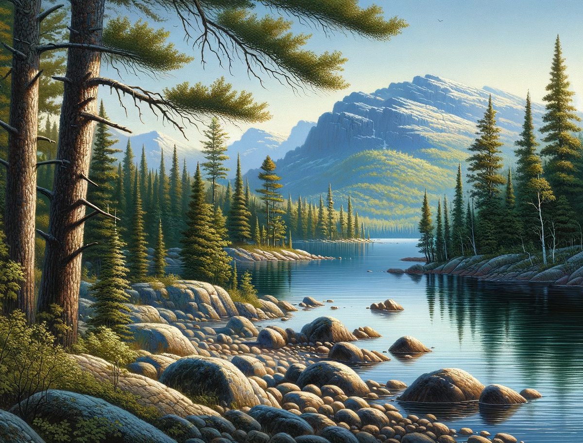 Realism, Lake Kenogamissi, thick prompt