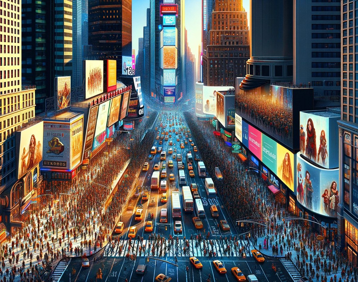 Realism, Times Square, thick prompt