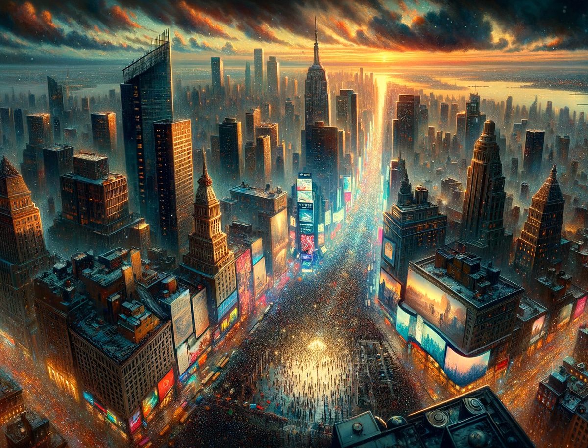 Romanticism, Times Square, thick prompt