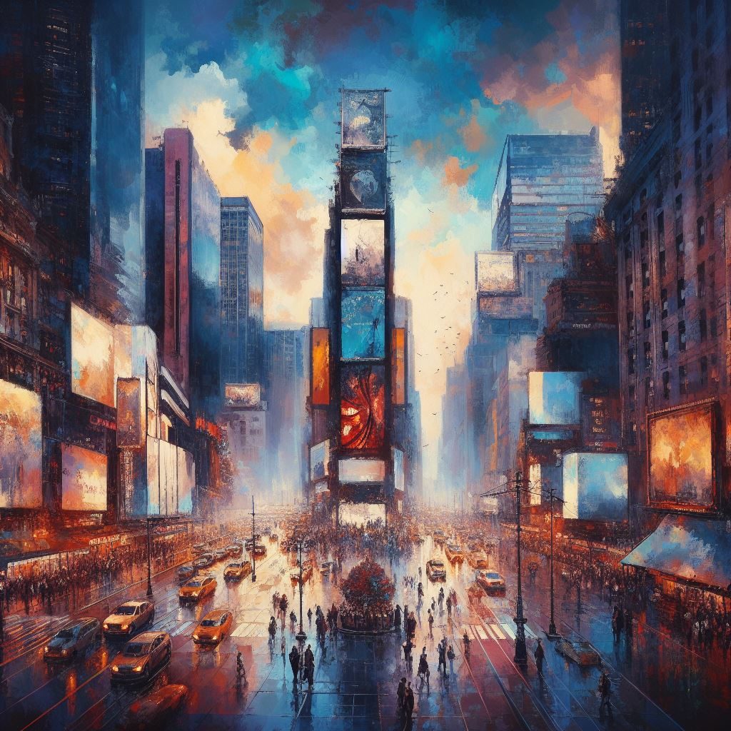 Romanticism, Times Square, thin prompt