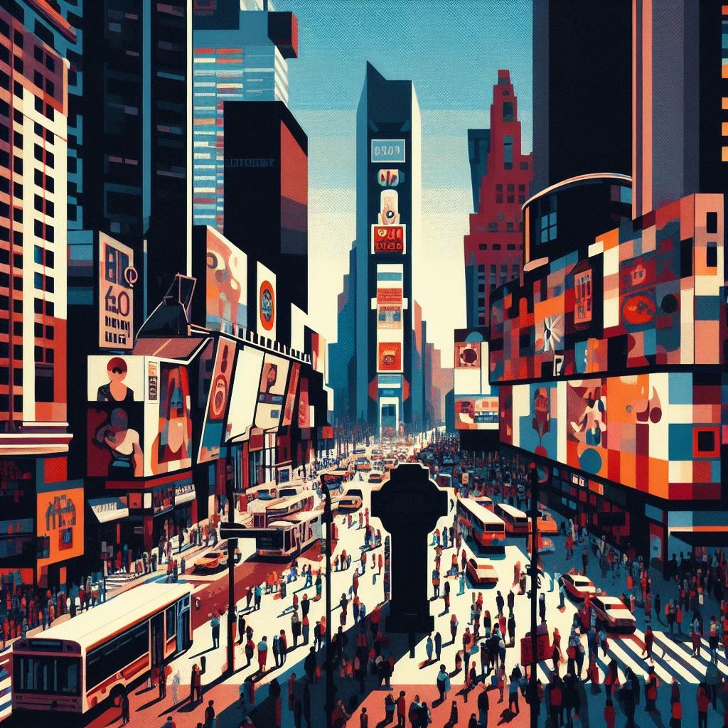 Suprematism, Times Square, thin prompt