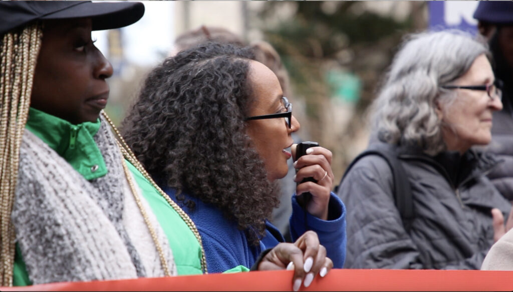 Chair & Executive Director of CORE Linda Tigani speaking at the Racial Equity Plan rally