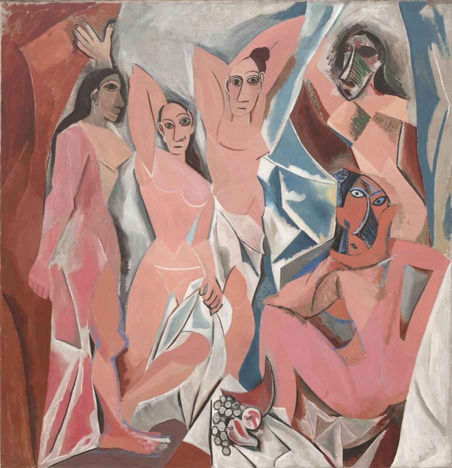 The painting, Les Demoiselles d’Avignon, by Pablo Picasso which shows a series of abstracted nudes