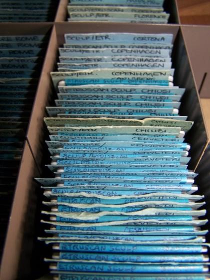 An image of a carefully labeled set of 35mm slides