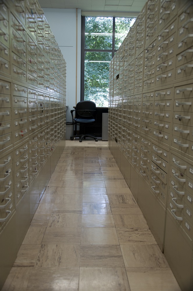 An image of the interior of a slide library