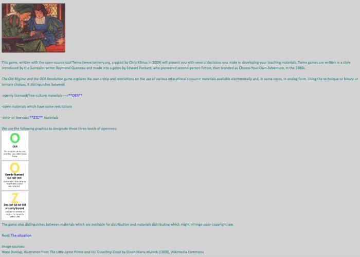 The home page, or title page, of the game.