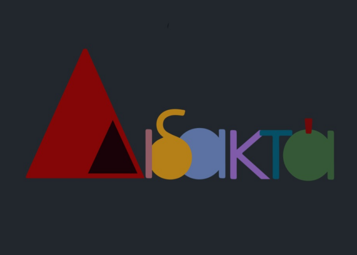 Stylized letters reminiscent of Greek spell DIDAKTA on a dark background.