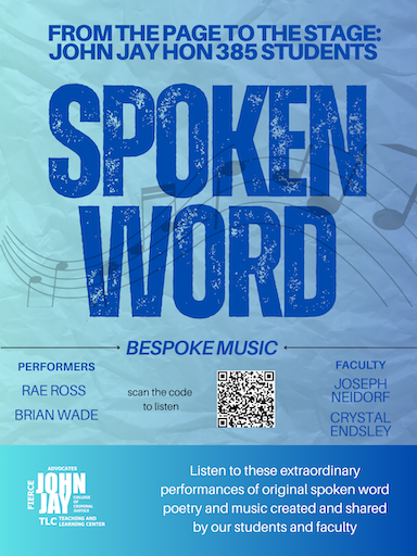 Promotional flyer for "From the Page to the Stage: Spoken Word, Bespoke Music" podcast