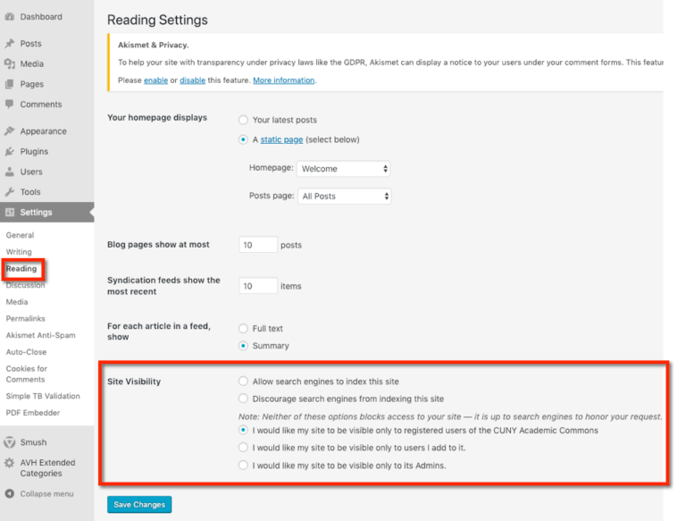 Site Privacy Settings - Help & Support
