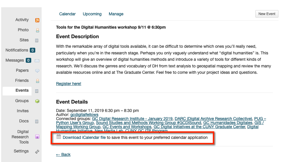 adding events to ical files