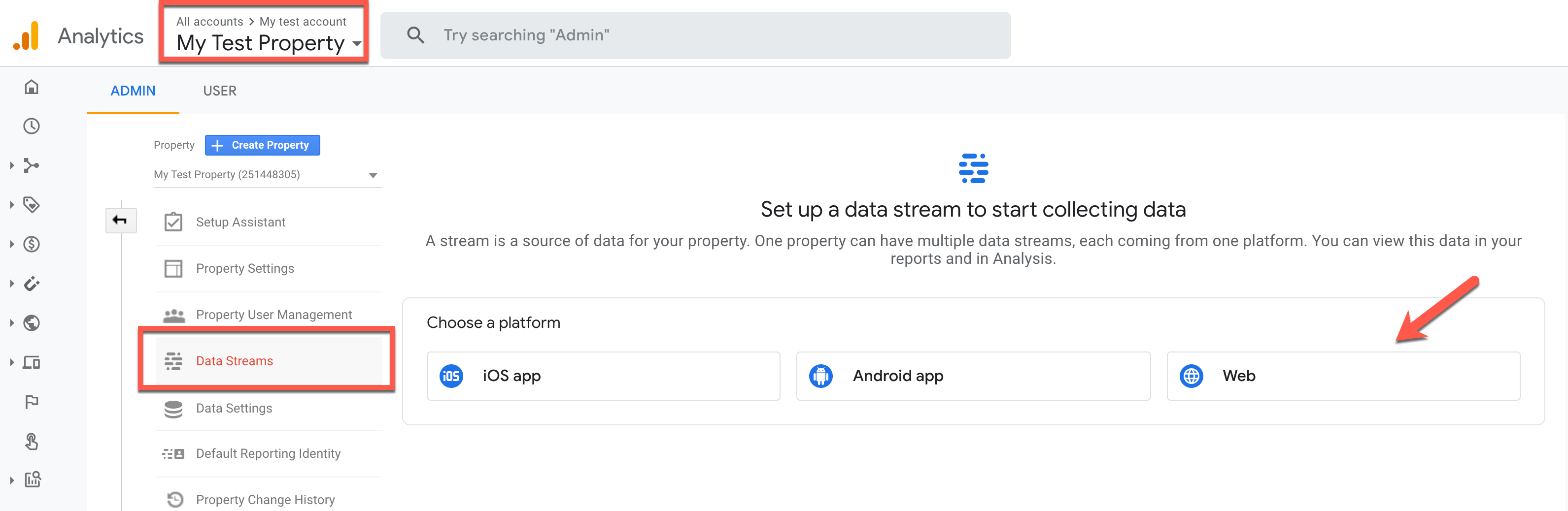 Google Analytics datastreams