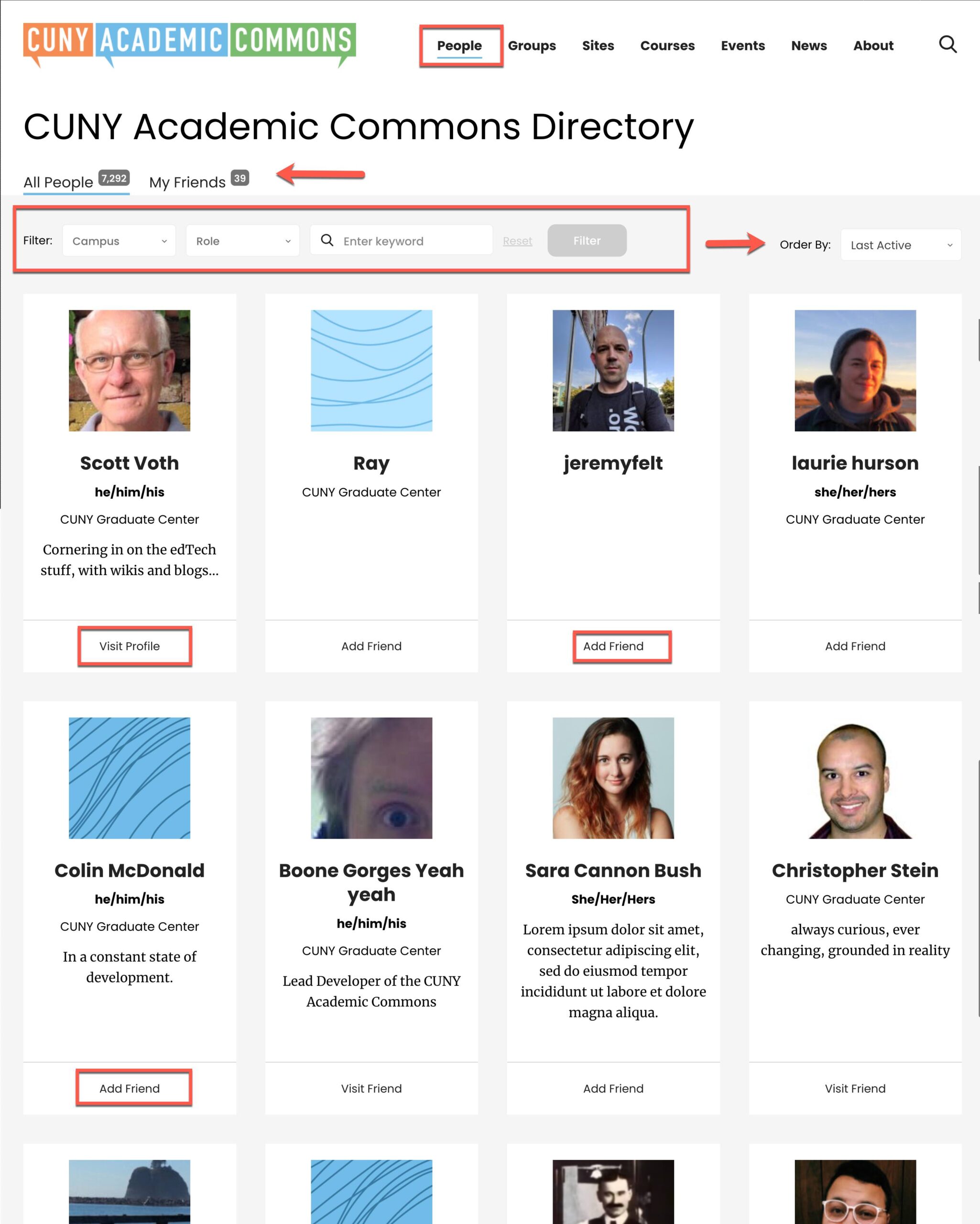 member directory with search options
