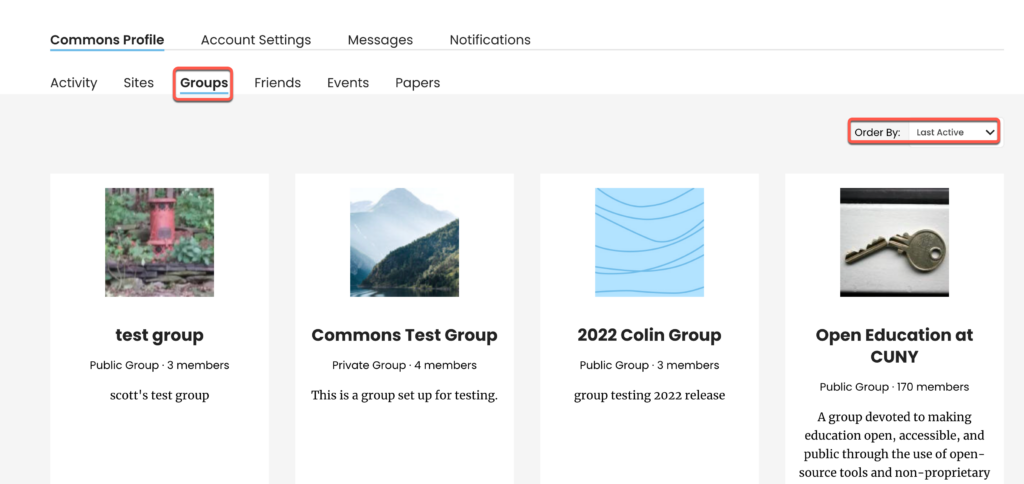 groups in Commons Portfolio