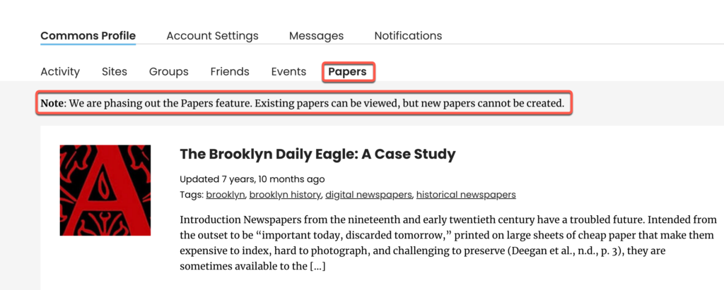 papers in Commons profile