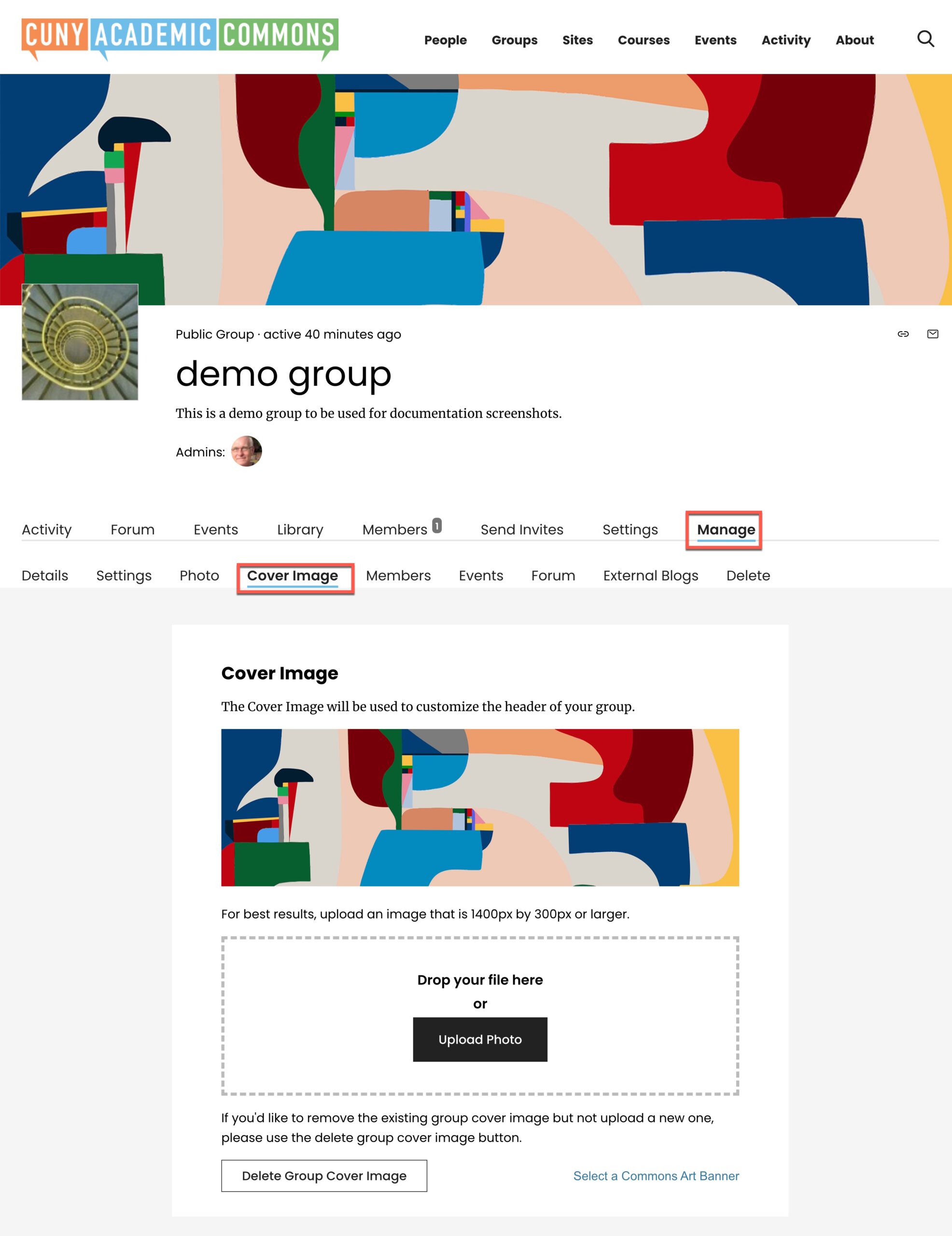 manage group cover image 