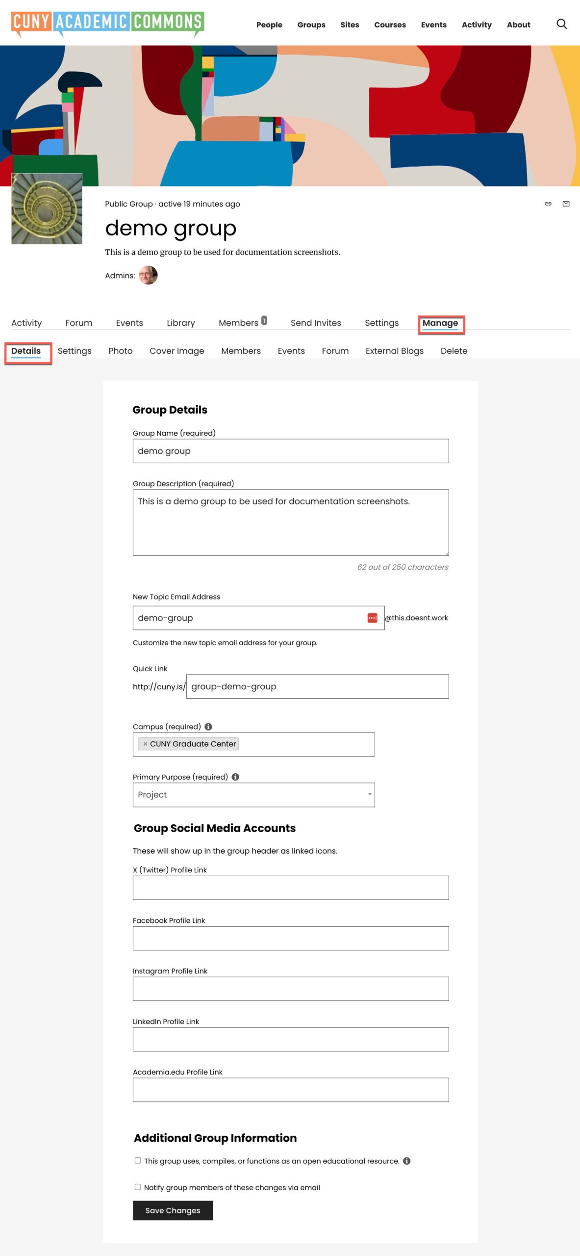 manage group screenshot