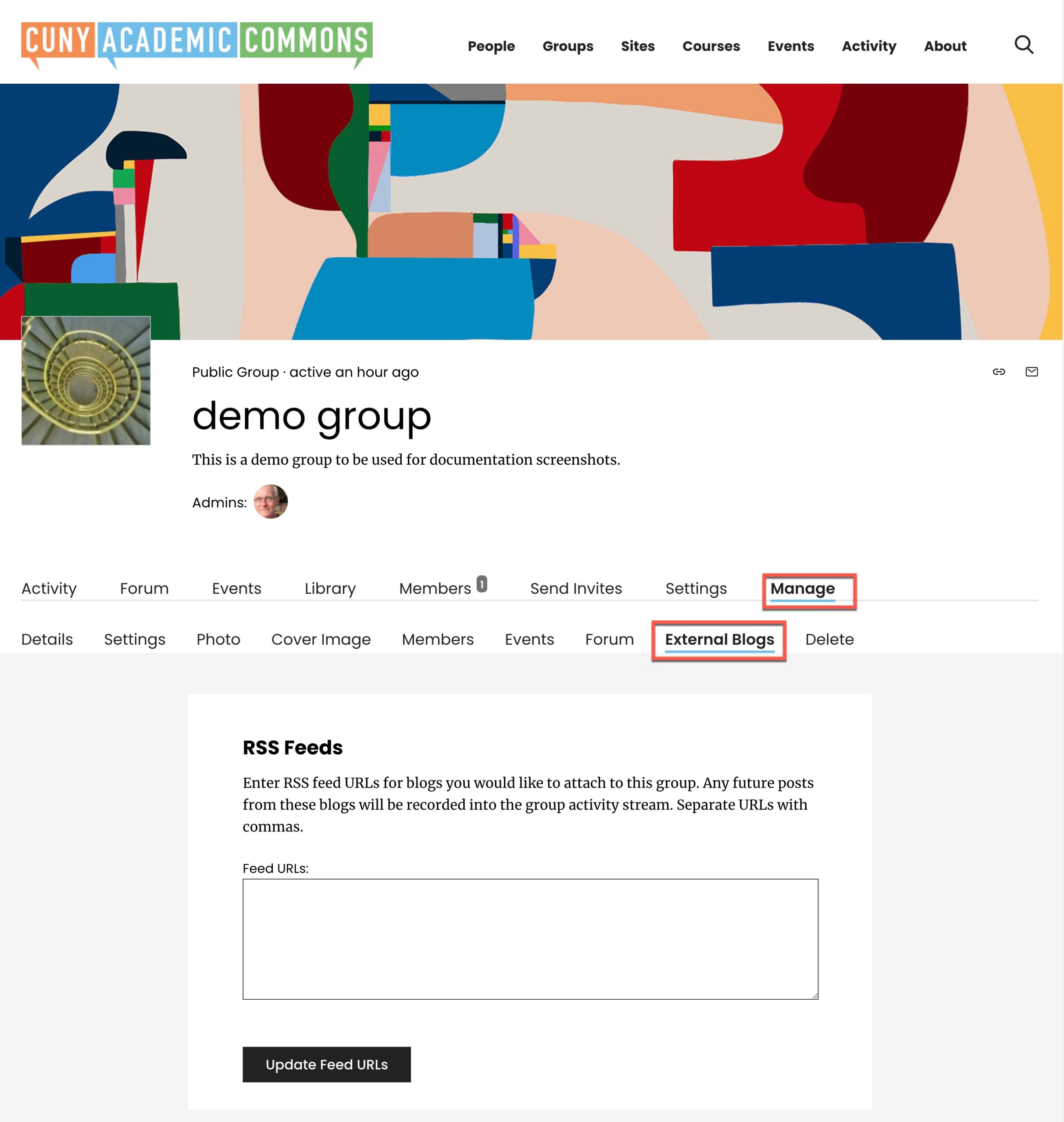 Group External Blogs Tab - Help & Support