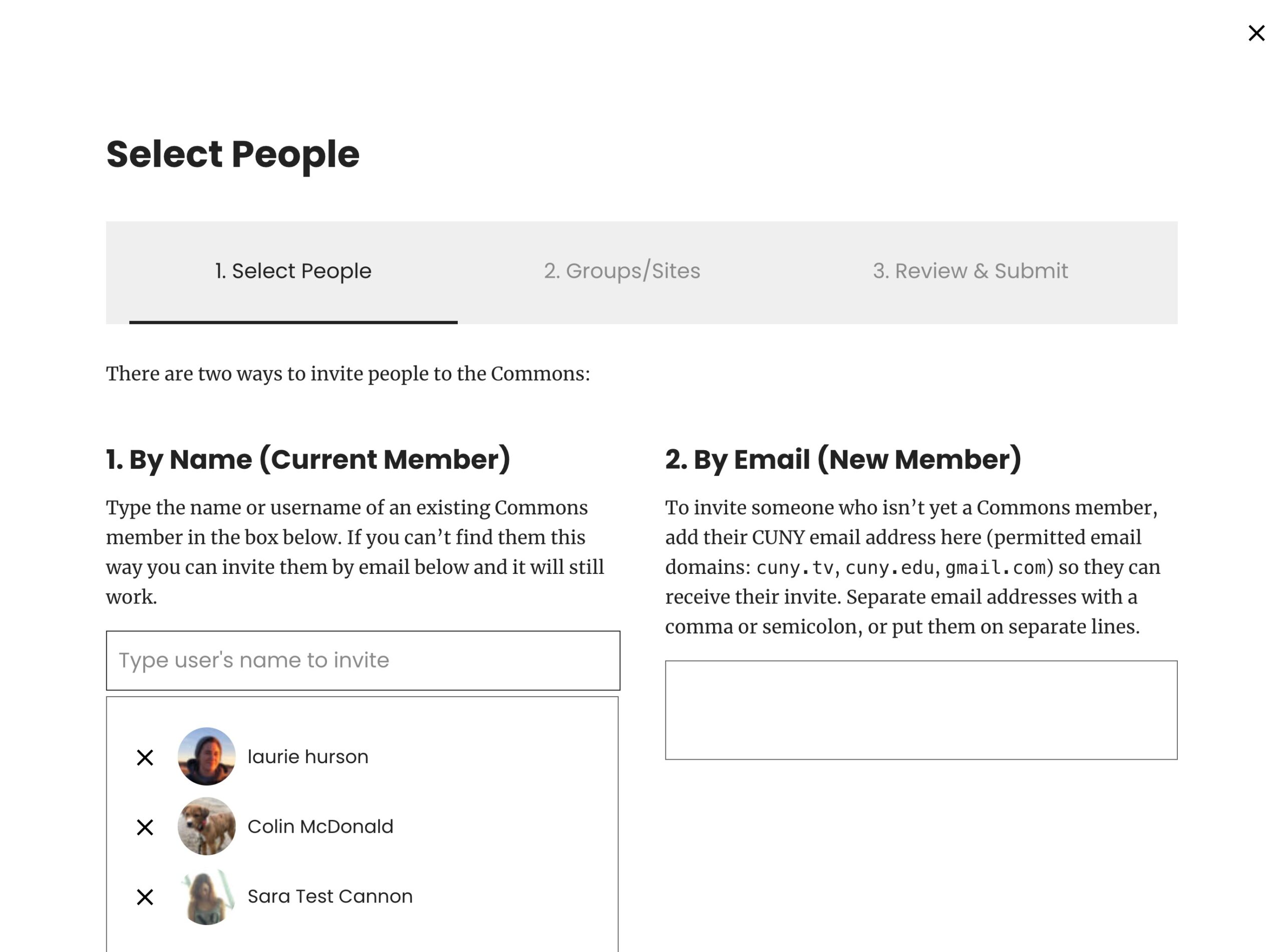 select people to invite
