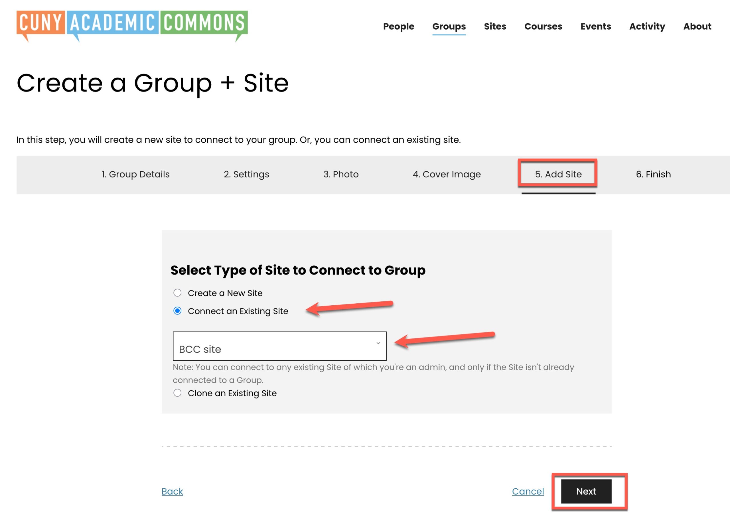 add site to group