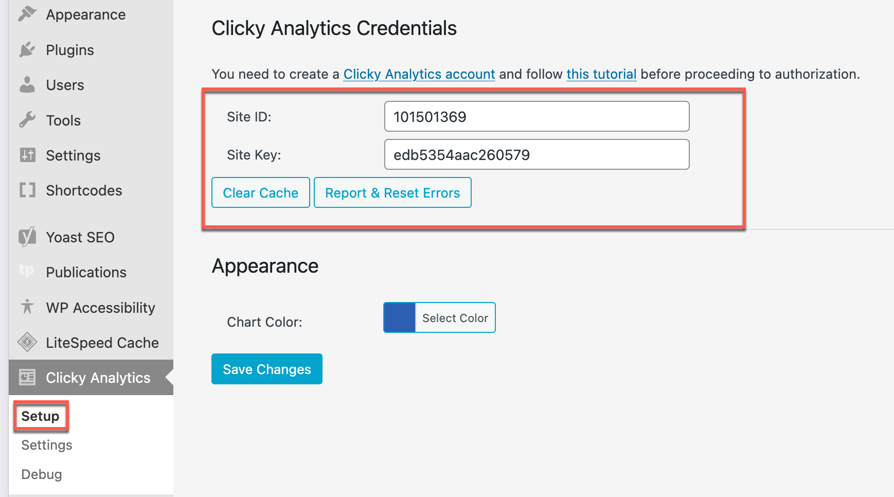 setup clicky analytics