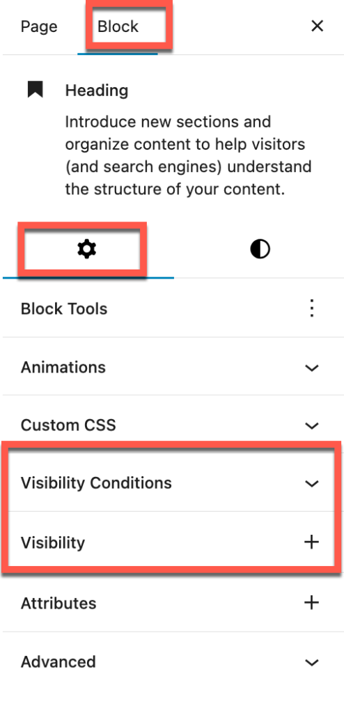 visibility controls
