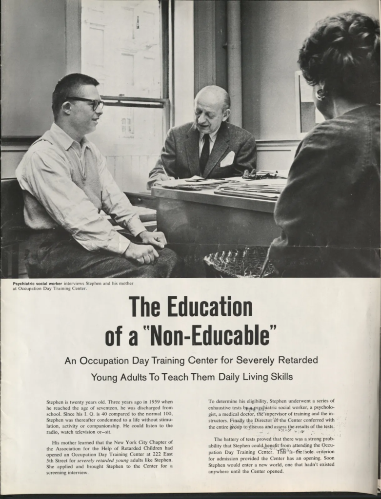 A brochure covering operations of the AHRC NYC’s Occupation Day Center.