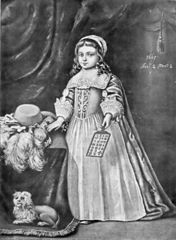 girl in 17th century dress with hornbook