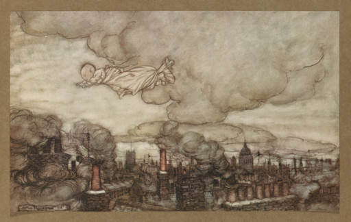 F.D. Bedford, Illustrated frontpiece for Peter Pan and Wendy, 1915, Public Domain