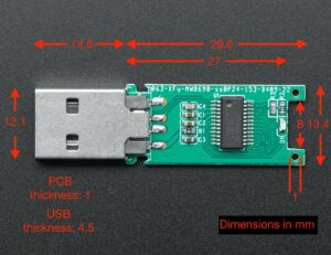 Figure 2. Image showing the dimensions in mm of an uncased 2GB USB flash drive.