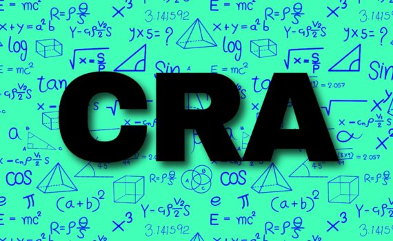 CRA acronym against green math background.