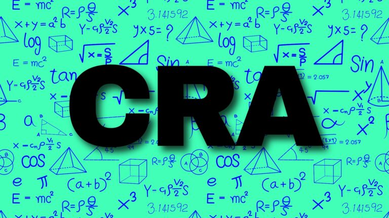 CRA acronym against green math background.