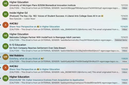 screen shot of inbox